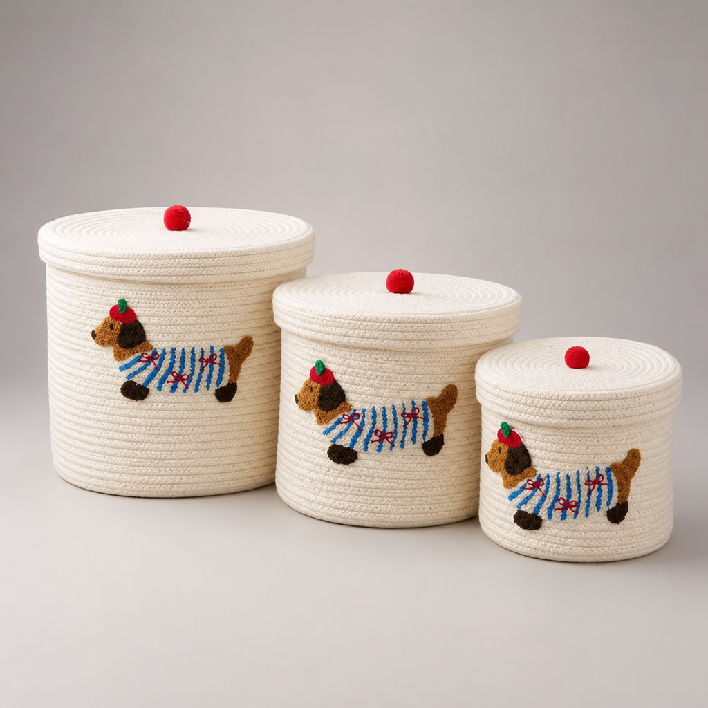 Large Rattan Storage Basket Set - detail