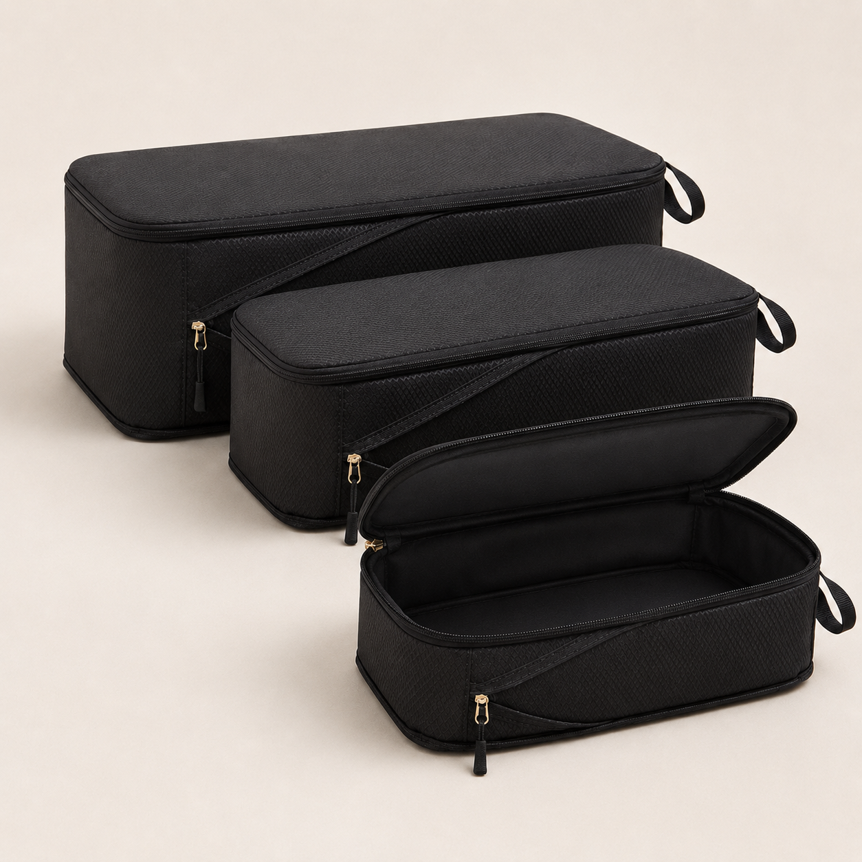 Black Travel Packing Organizer Cubes Set