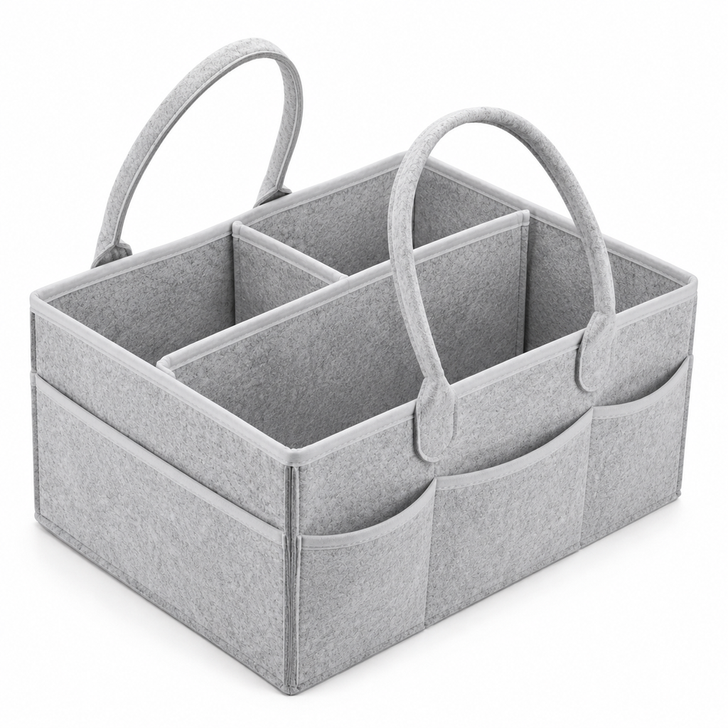 Gray Felt Multi-Compartment Storage Caddy