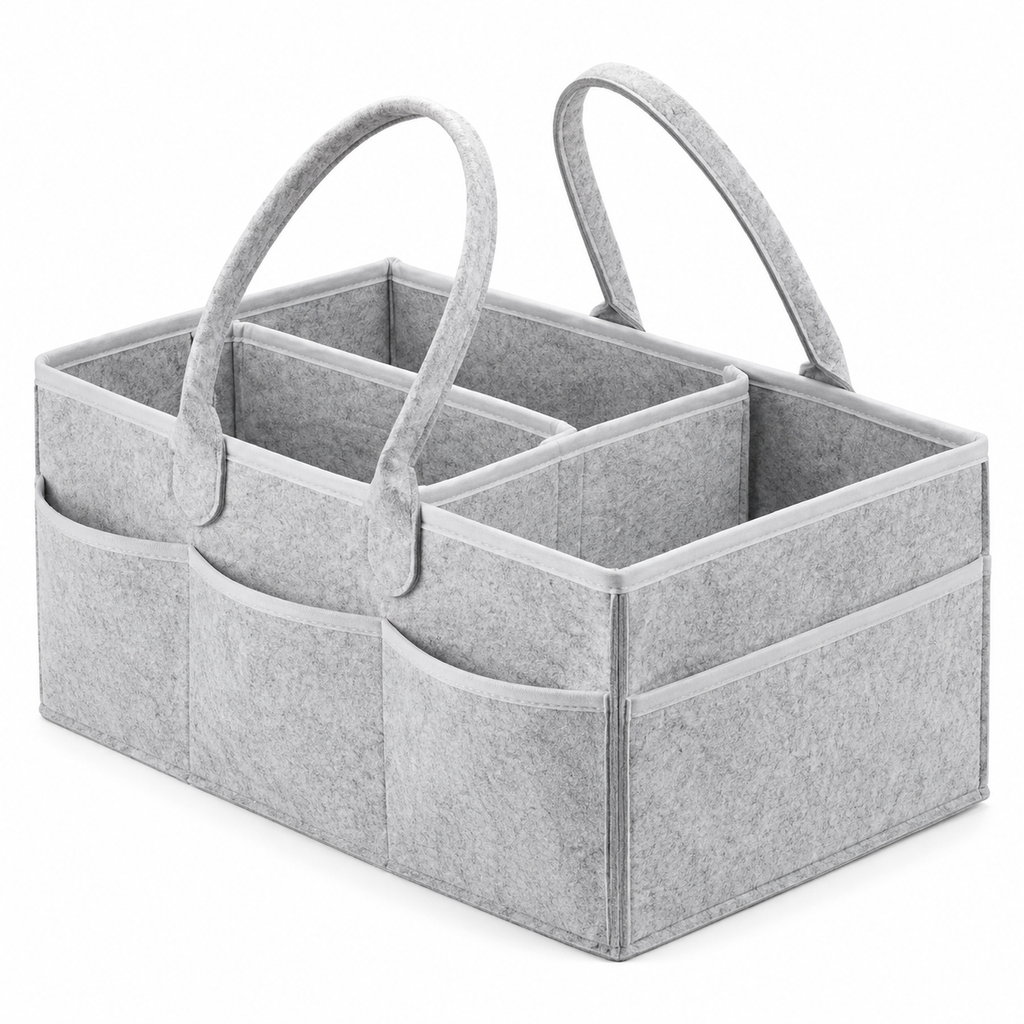 Gray Felt Multi-Compartment Storage Caddy