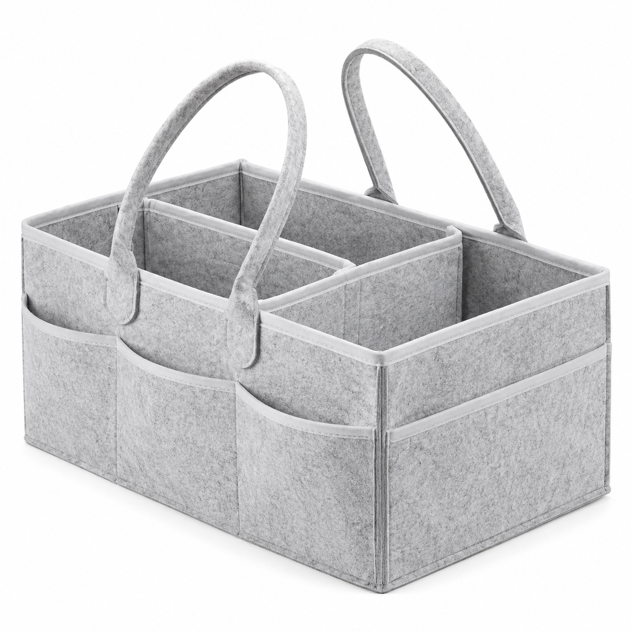 Gray Felt Multi-Compartment Storage Caddy