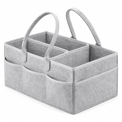 Gray Felt Multi-Compartment Storage Caddy
